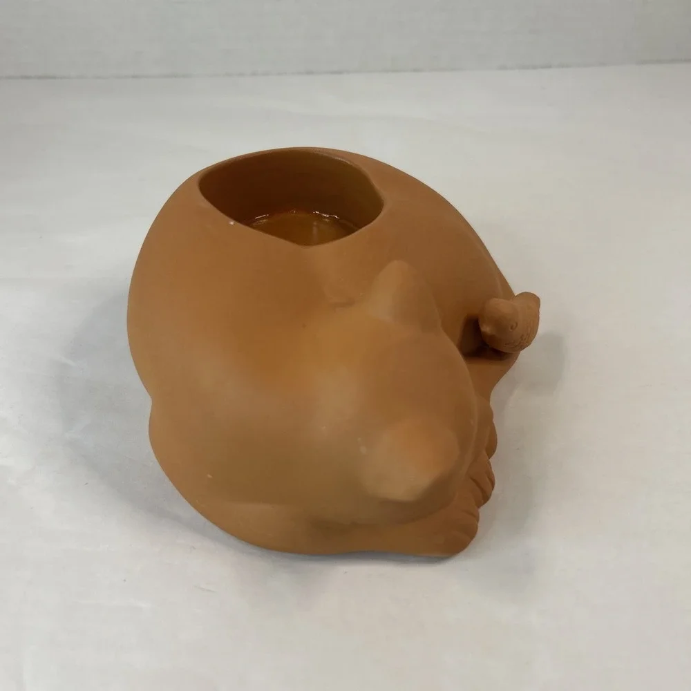 PARTYLITE Terracotta CAT NAP Tealight Votive Candle Holder P7842